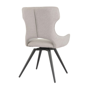 Chaise rotative 180° en tissu doux et pieds en métal noir - SUZIE