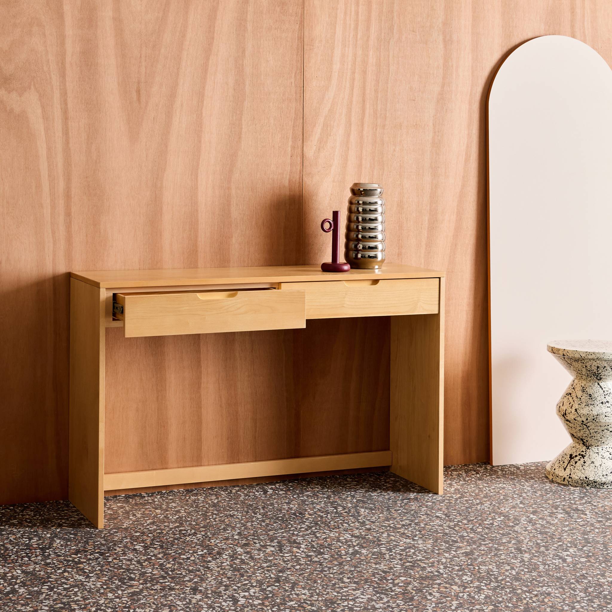 Console décor bois 2 tiroirs 120cm TANIA