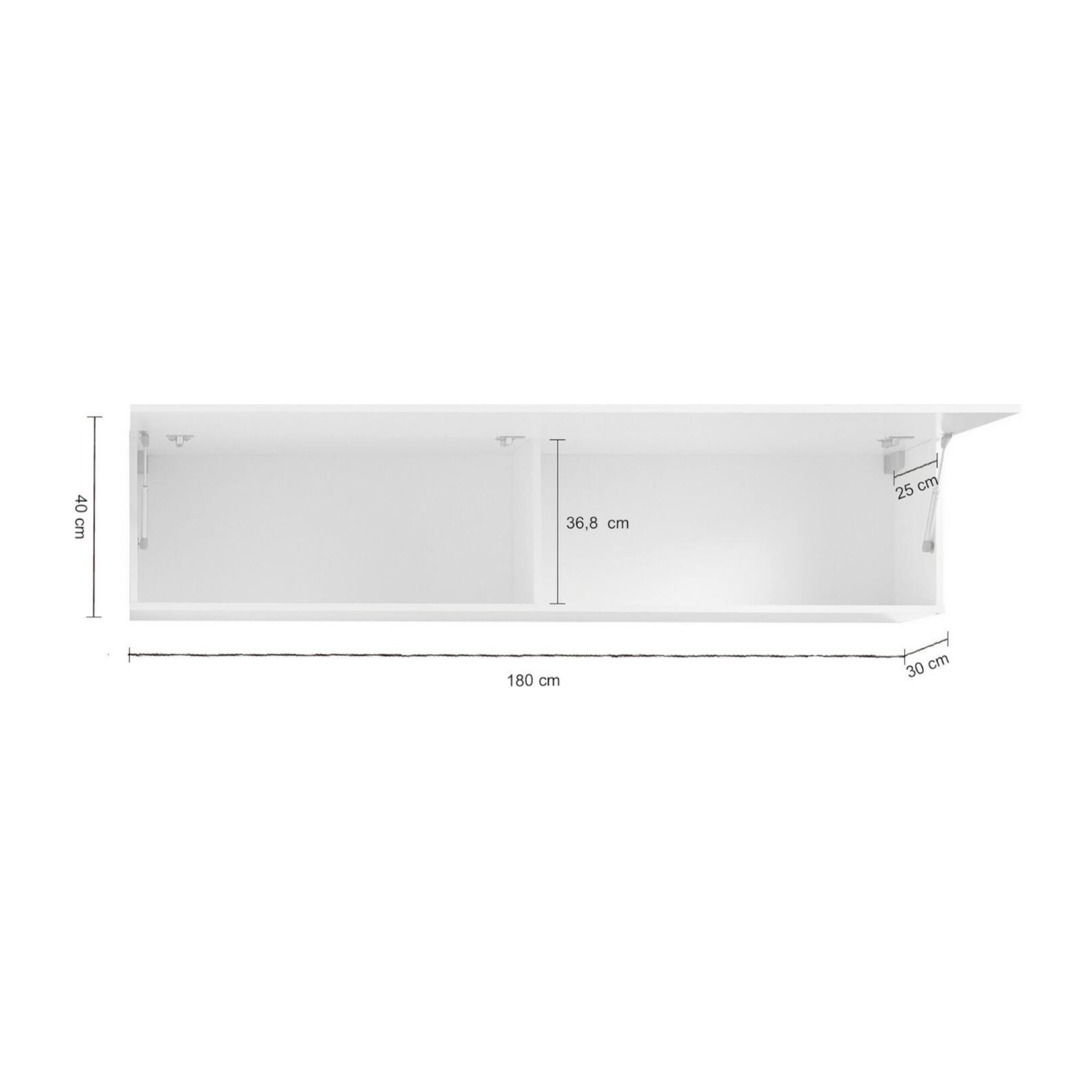 Mobile pensile Anette, Armadio multiuso, Mobiletto a muro, 100% Made in Italy, cm 180x30h40, Bianco lucido