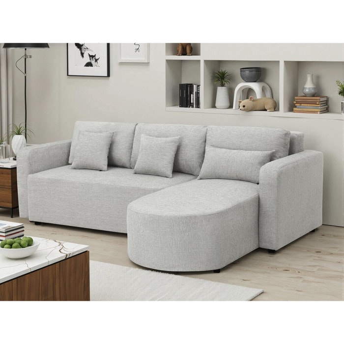 Canapé d'angle convertible et reversible en tissu "Charles" - 3 places - Gris