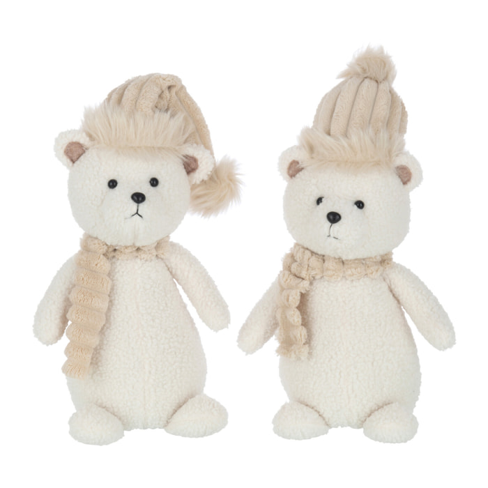 J-Line figurine Ours Chapeau Echarpe - textile - beige - small - 2 pièces