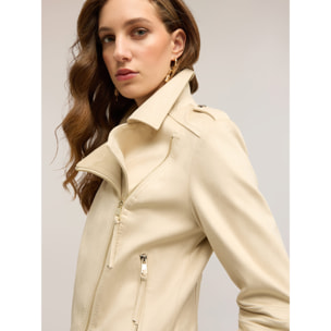 Motivi - Chaqueta de cuero con cremalleras colgantes - Blanco