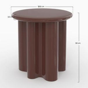 Table d'appoint laquée rouge lie de vin, D50 cm - Olya