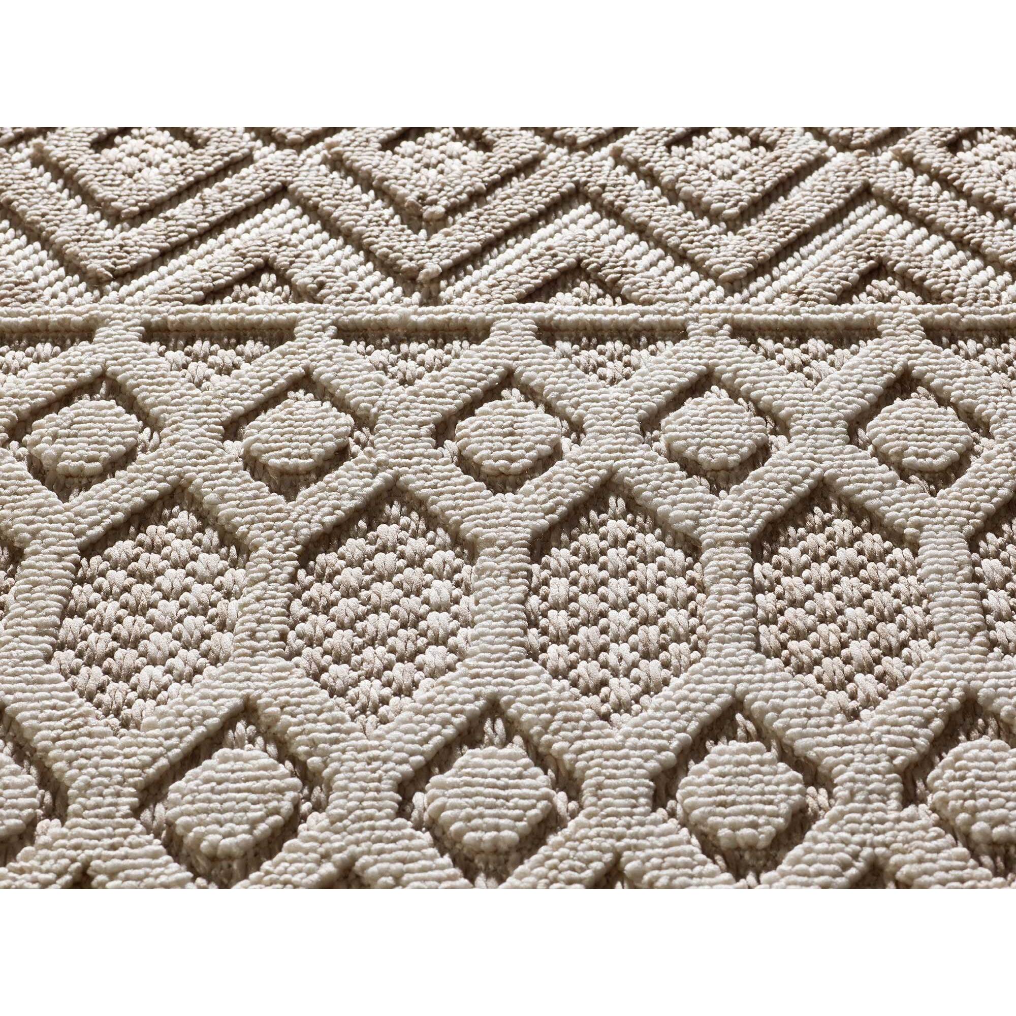 ELEMENT Alfombra en estilo étnico con relieve de color beige, varias medidas disponibles.