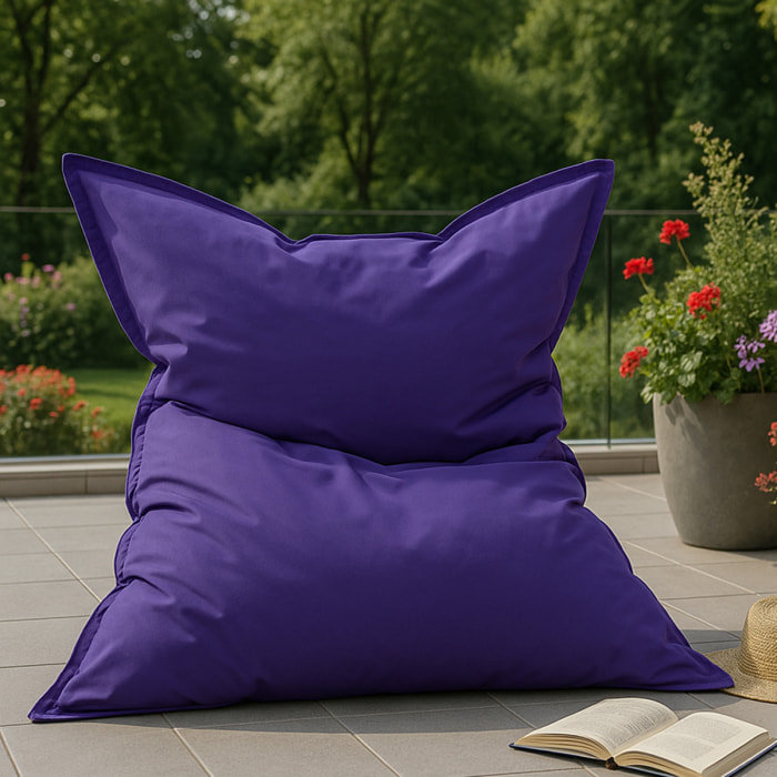 Pouf rectangulaire d'extérieur XXL 180x140cm violet THIES