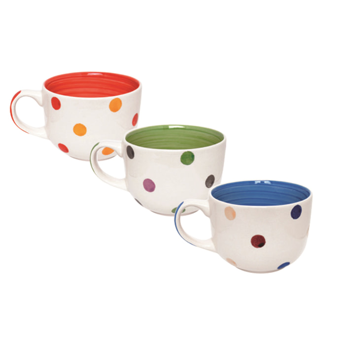 Set 6 Tazze Jumbo Excelsa – Pois, Ceramica Multicolore