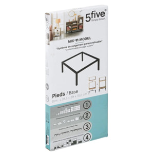 Pieds étagère métal 34x29cm Noir Mix N' Modul