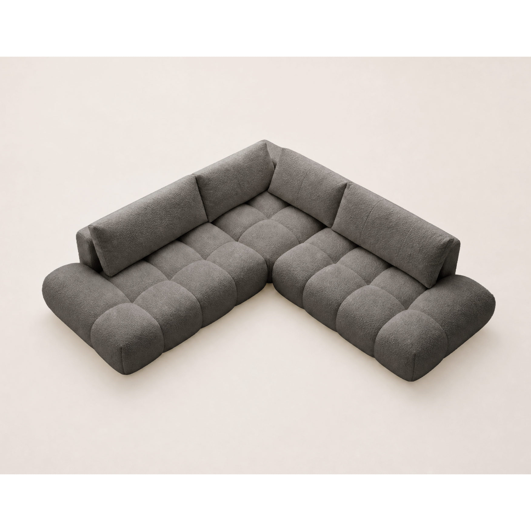 Yulin - Canapé d'angle L 5 places convertible avec coffre en tissu bouclette - Gris