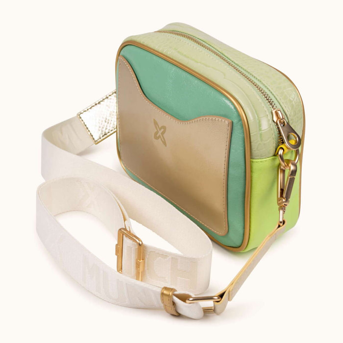 Bandolera Tipo Camera con Acabado Metálico Menta BLOCK FUN MINT CROSSBODY CAMERA