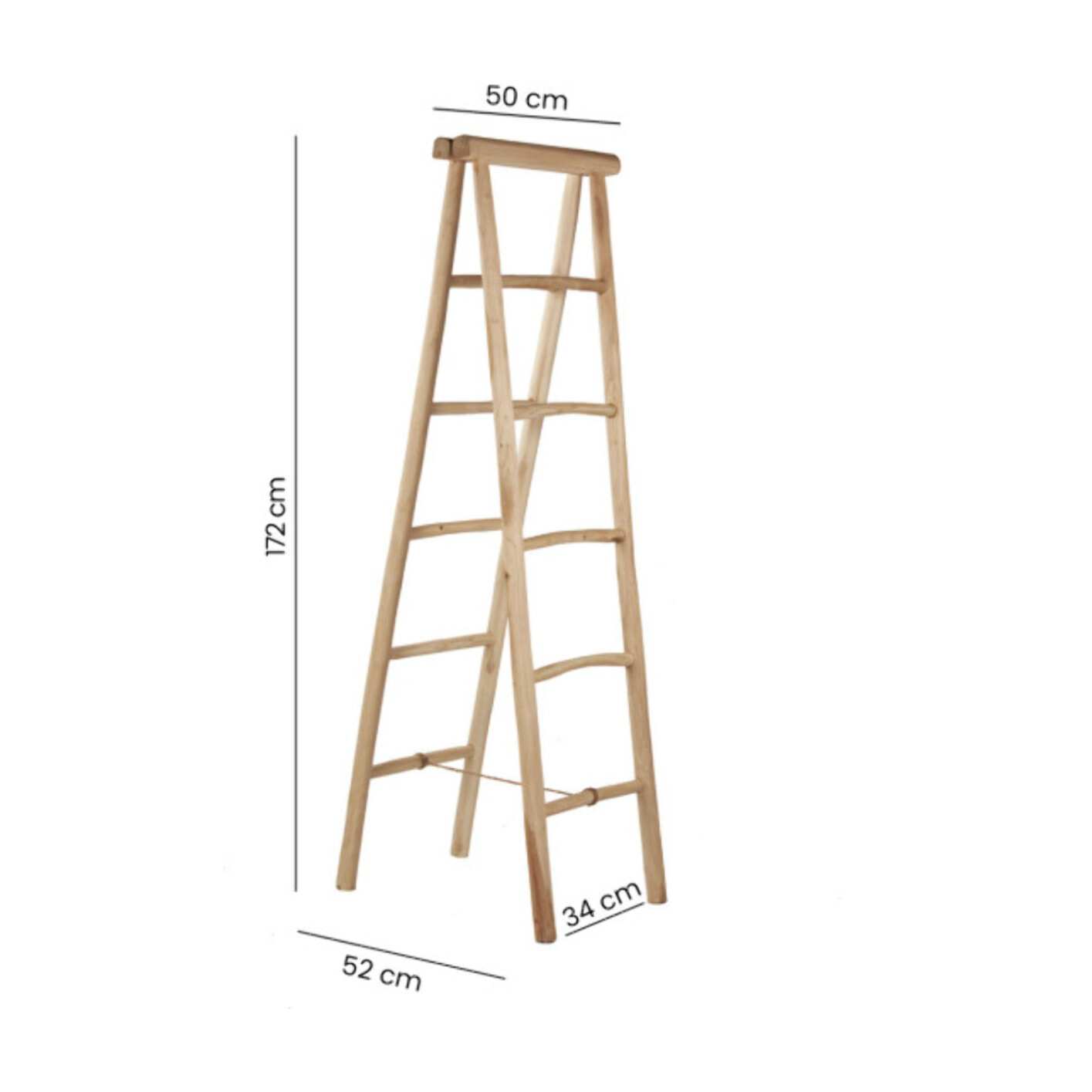 Échelle porte-serviettes en teck clair 5 niveaux H. 180 cm – SANKA