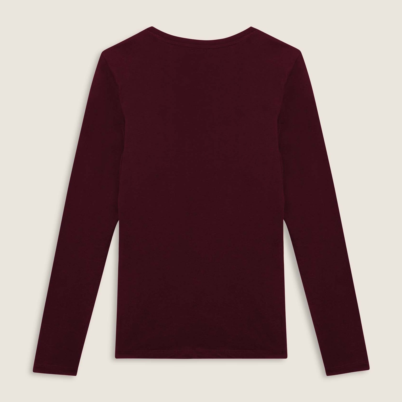 T-shirt da donna a manica lunga con fondo stondato