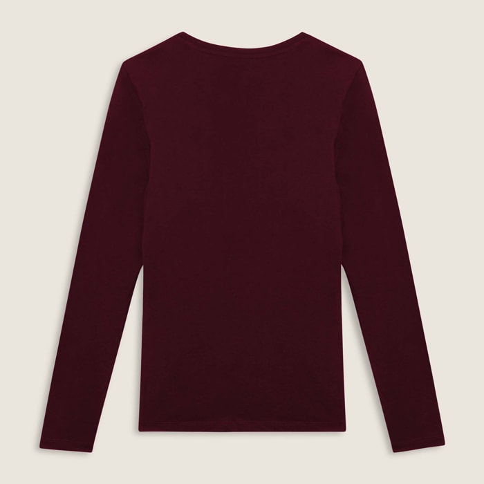 T-shirt da donna a manica lunga con fondo stondato