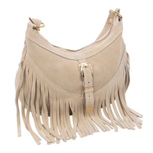 Barlassina bolso bandolera Mujer. Piel auténtica Gamuza, con flecos.