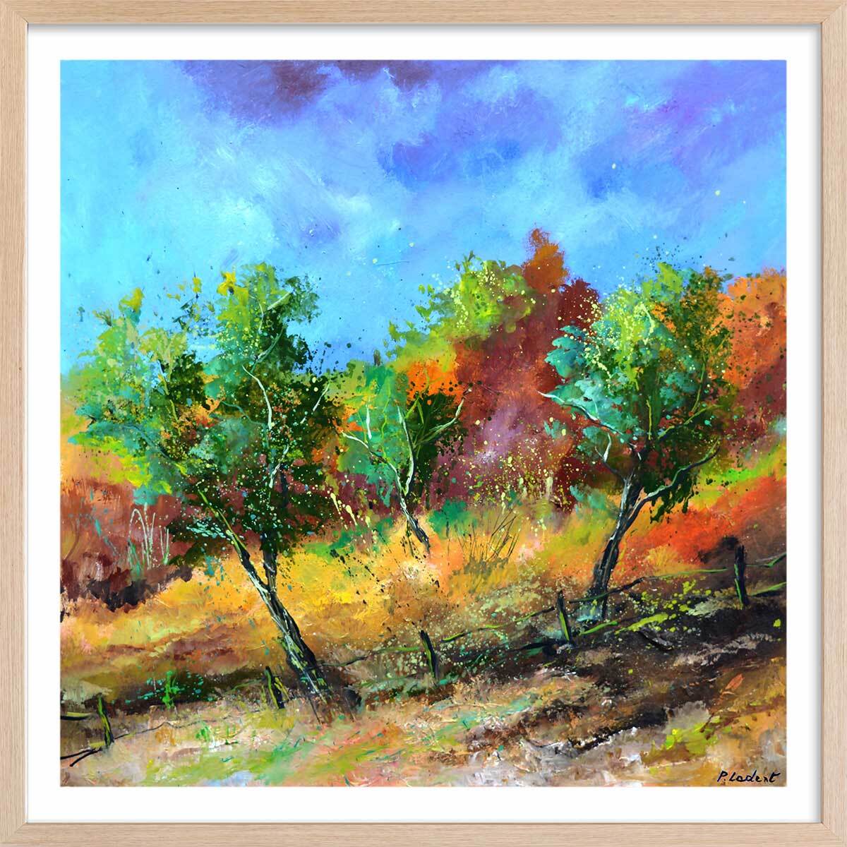 Affiche  trio vert Affiche + cadre en bois - Chêne