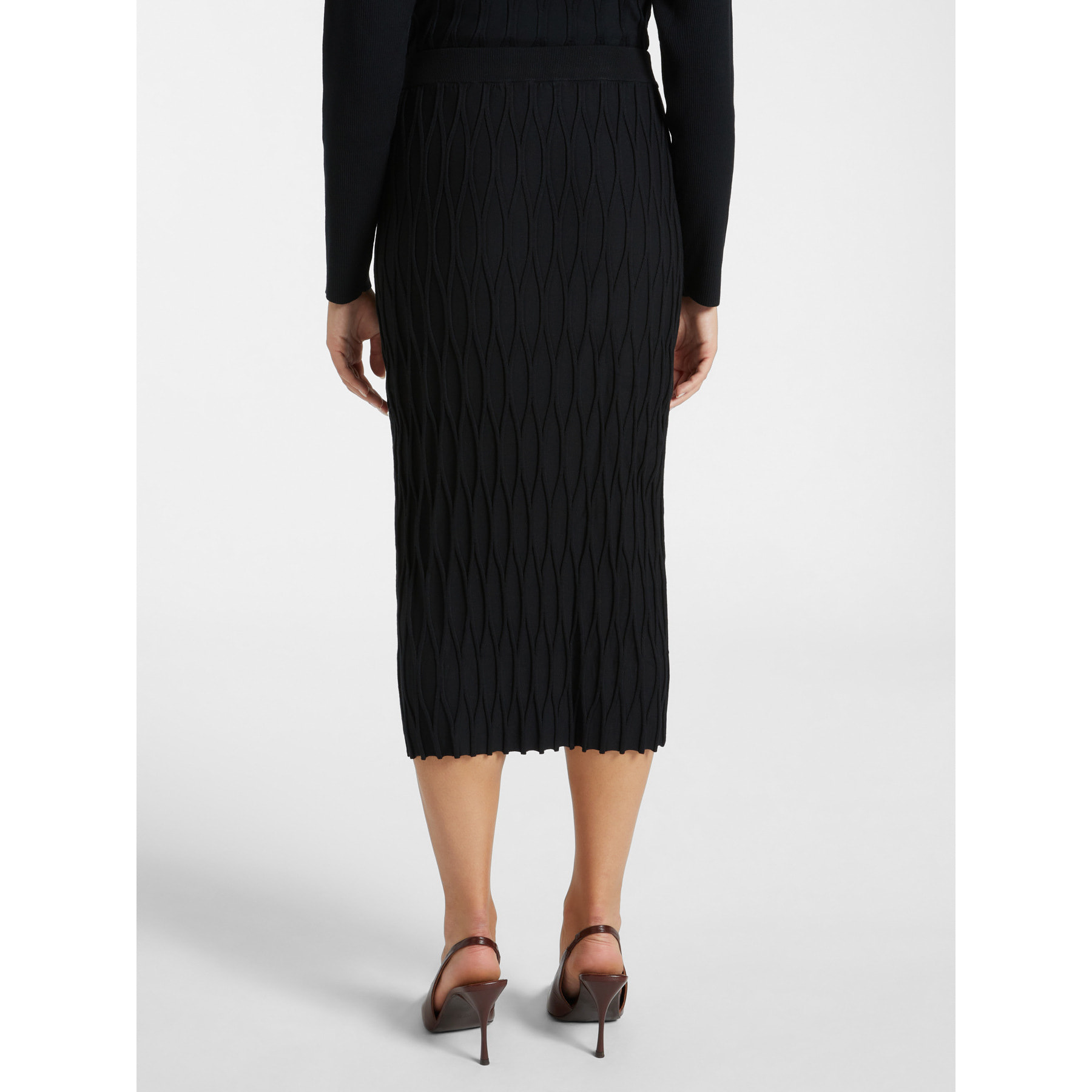 Elena Mirò - Falda en hilo de viscosa LENZING™ ECOVERO™ - Negro