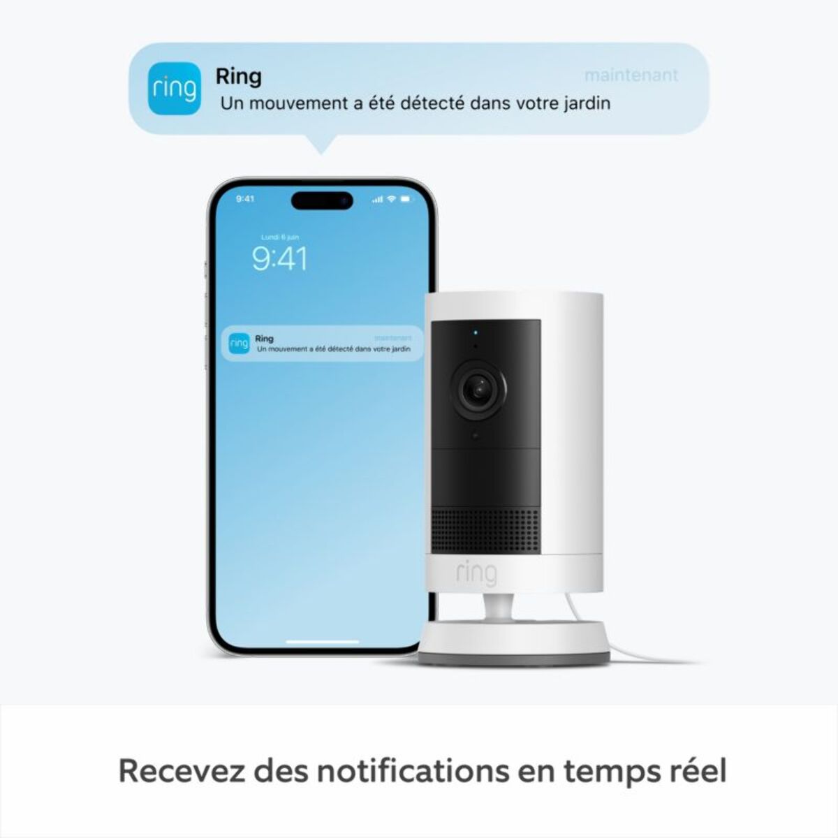 Caméra de surveillance RING Cam Plus - Plug-in - Blanche
