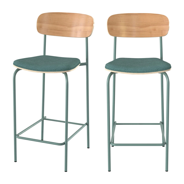 Lot de 2 chaises pour îlot central en tissu bleu canard 65 cm - Alba