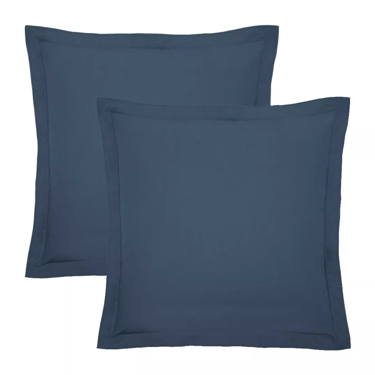 Lot de 2 taies percale de coton uni bleu Giulia denim