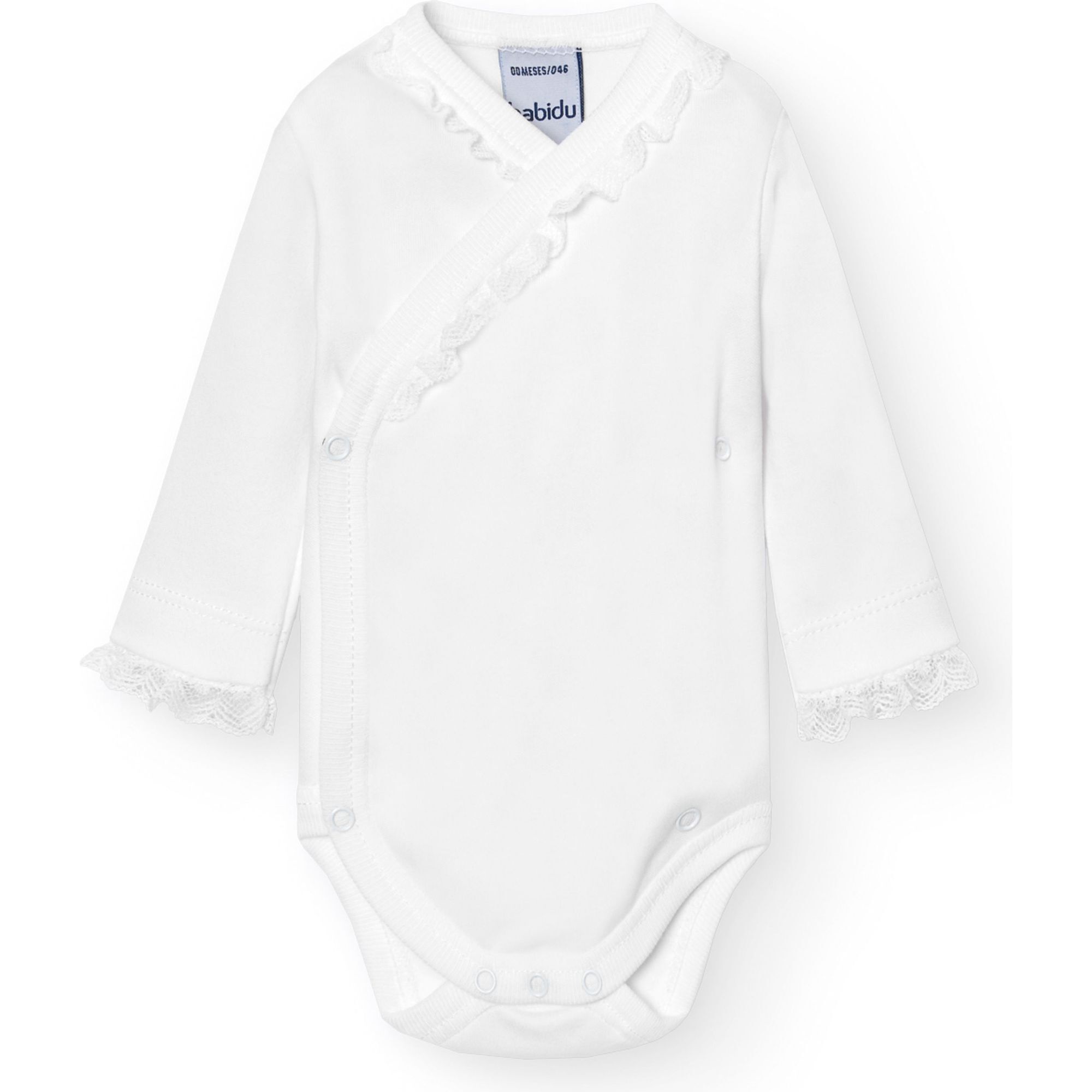 Body cruzado bebé manga larga puntilla