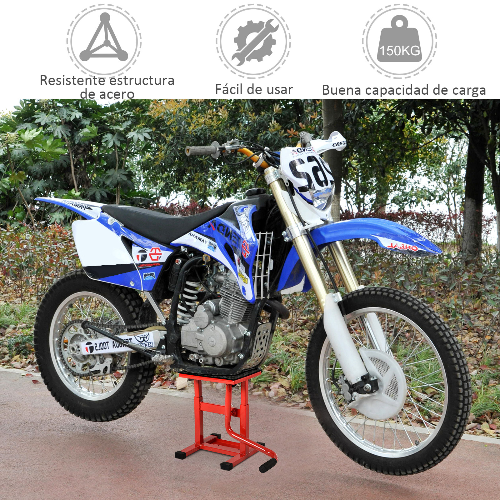 Plataforma Elevadora Altura Ajustable 27,5-39,5 cm Elevador para Motocicletas con Manivela Base Antideslizante Soporte de Elevación Carga 150 kg para Reparación Motocicleta Taller Garaje