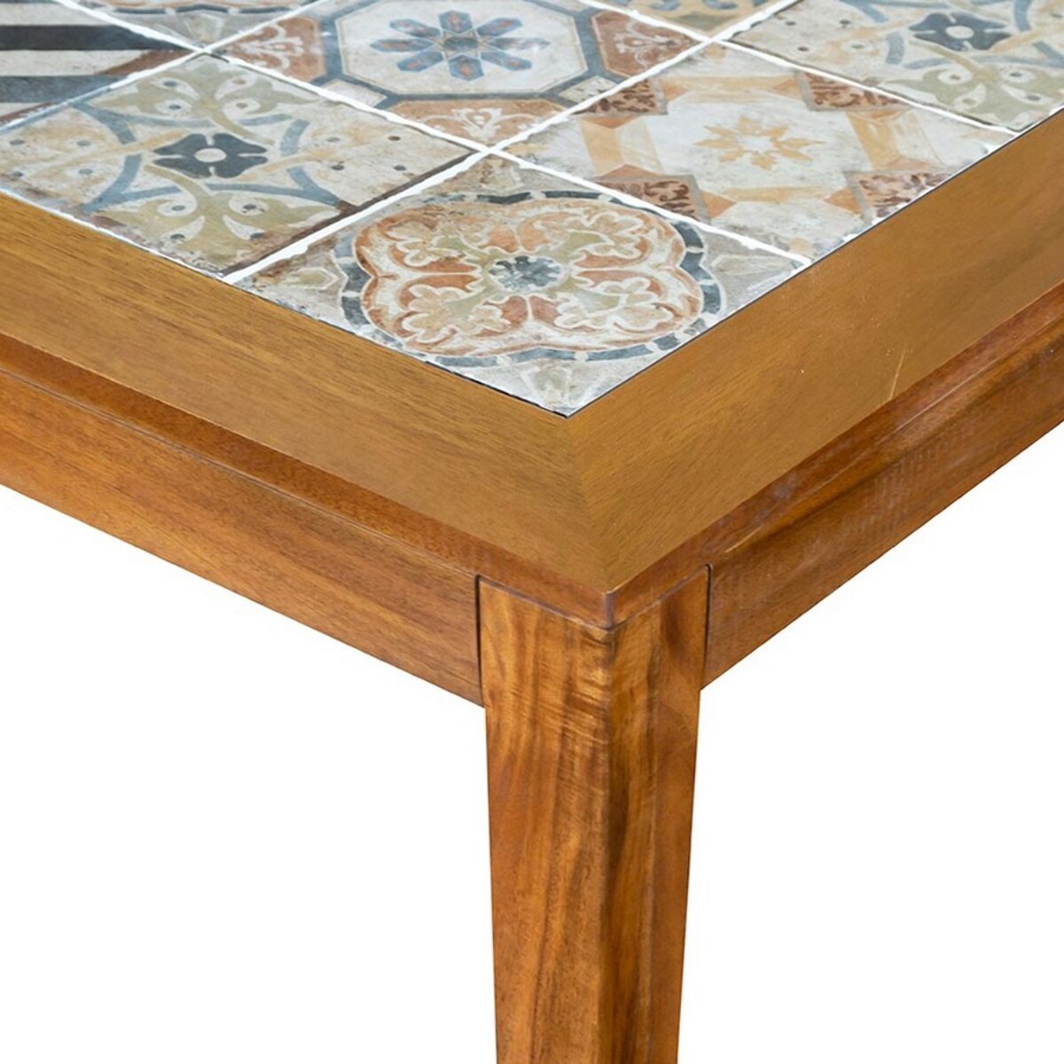 Tavolo in legno di acacia 200x100cm con top in piastrelle - Sorrento