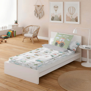 Cool Kids - Saco Nórdico Estampado - Infantil - Con cremallera - Incluye 1 Funda de Almohada - 100% Algodón - Road