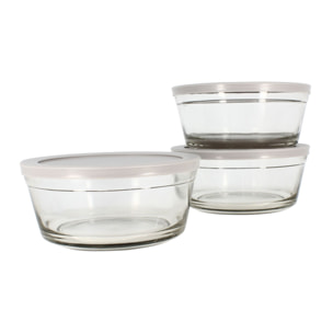 Set de 3 bols en verre avec couvercle 940ml CASSIS