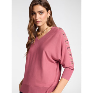 Elena Mirò - Maglia con borchie sulle maniche - Rosa