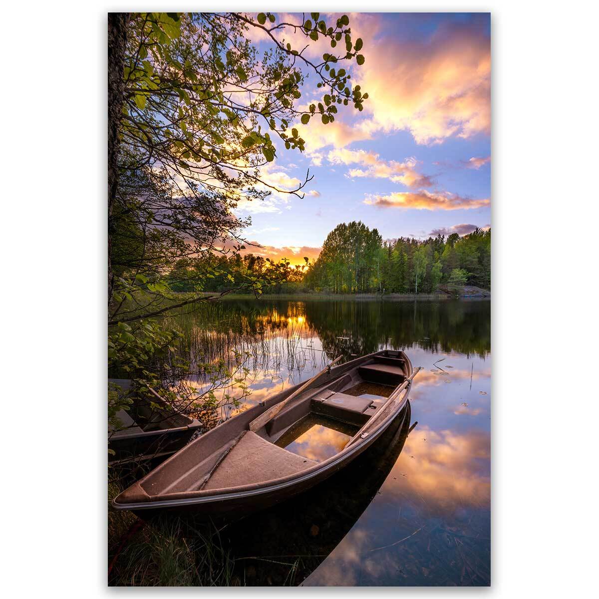 Tableau paysage Reflet dans le bateau Tableau alu Dibond