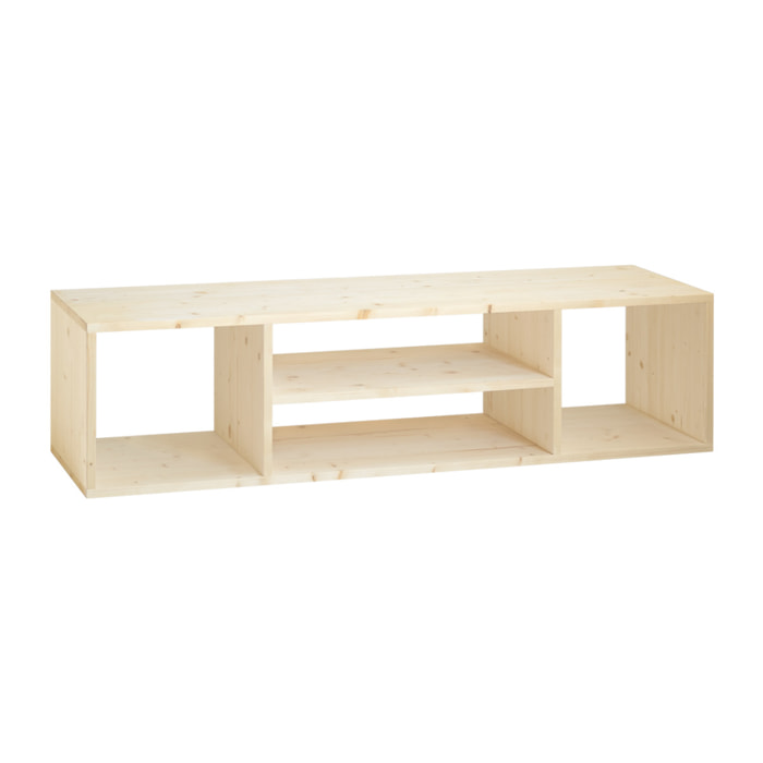 Meuble TV en bois massif ton naturel 160x40cm Hauteur: 40 Longueur: 160 Largeur: 40