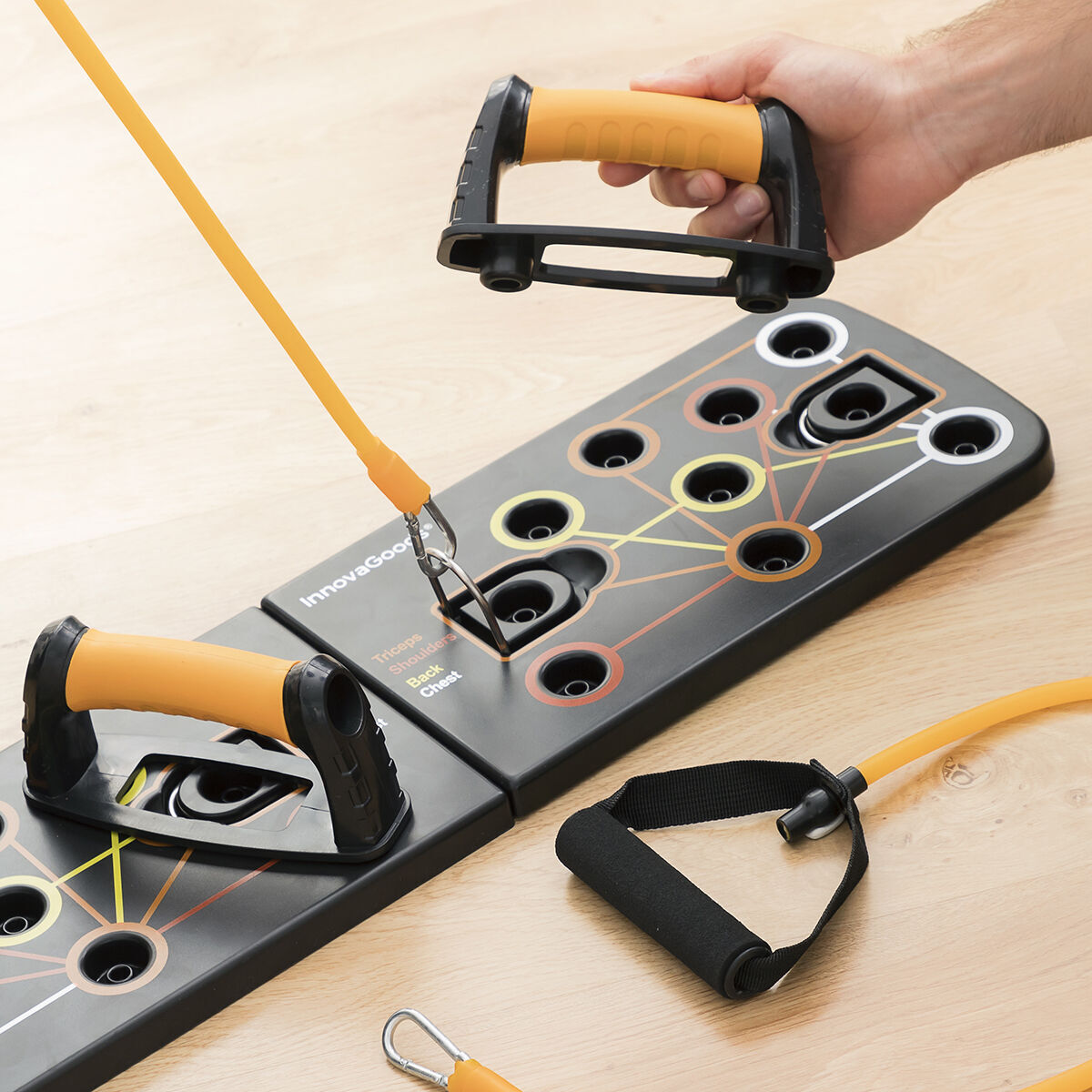 Pack tavola per flessioni push-up con bande di resistenza e gilet sauna uomo L InnovaGoods