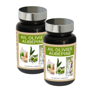 NUTRI EXPERT - Ail Olivier Aubépine - Aide à maîtriser taux de cholestérol et la santé cardiovasculaire - Maintient l'équilibre de la pression artérielle - Cure 30j - Gélules végétales - Lot de 2