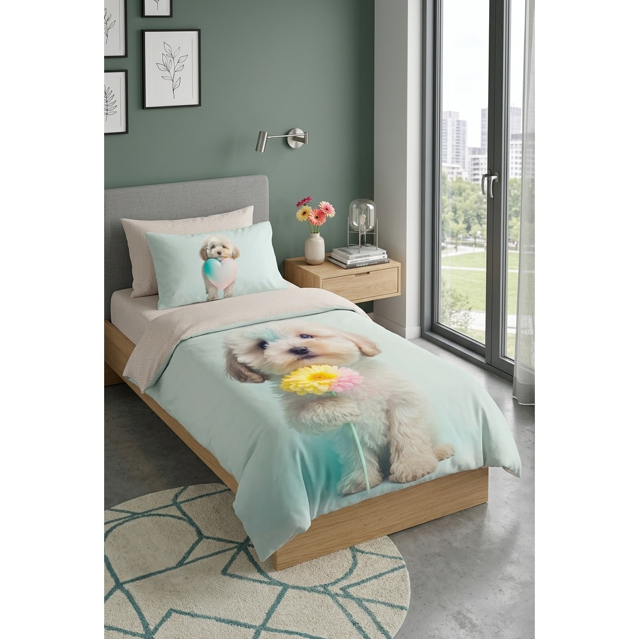 Parure copripiumino fotografico Fine-Art IPERSAN Puro Cotone Barboncino