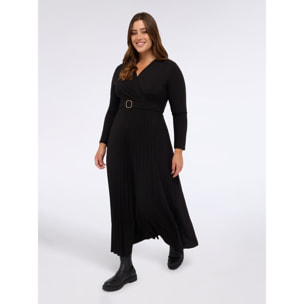 Fiorella Rubino - Vestito con gonna plissé e cintura - Nero