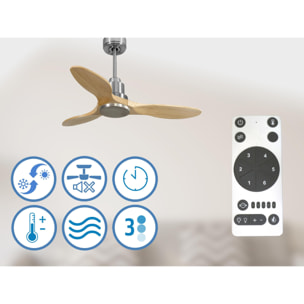 Ventilateur de plafond Réversible  Thermostat Wifi Moteur à courant continu Toits en pente Télécommande Hypersilence Mémoire