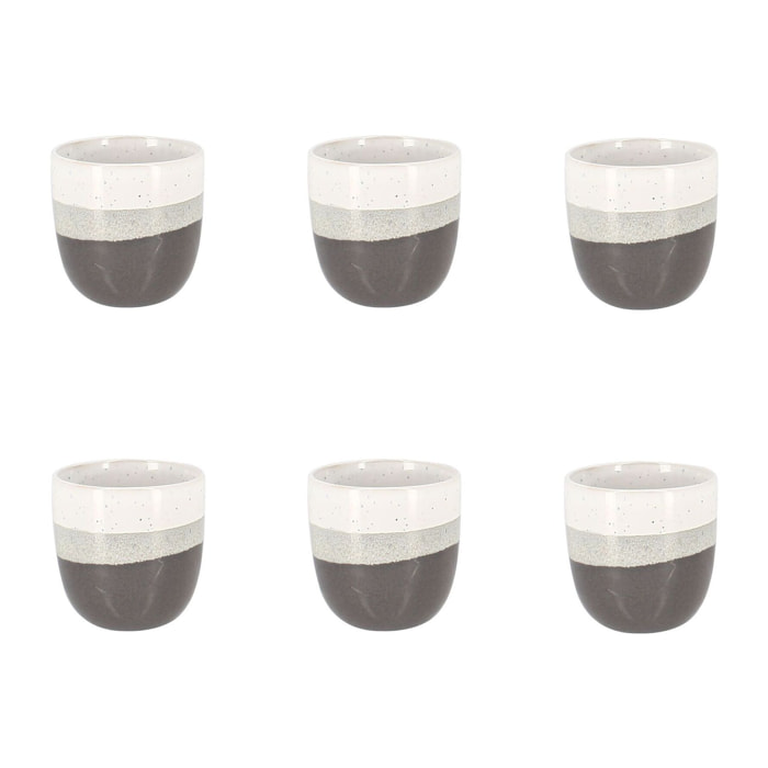 Lot de 6 tasses expresso marron en grès 11cl RIGA