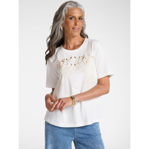 Elena Mirò - T-shirt con ricamo floreale - Bianco