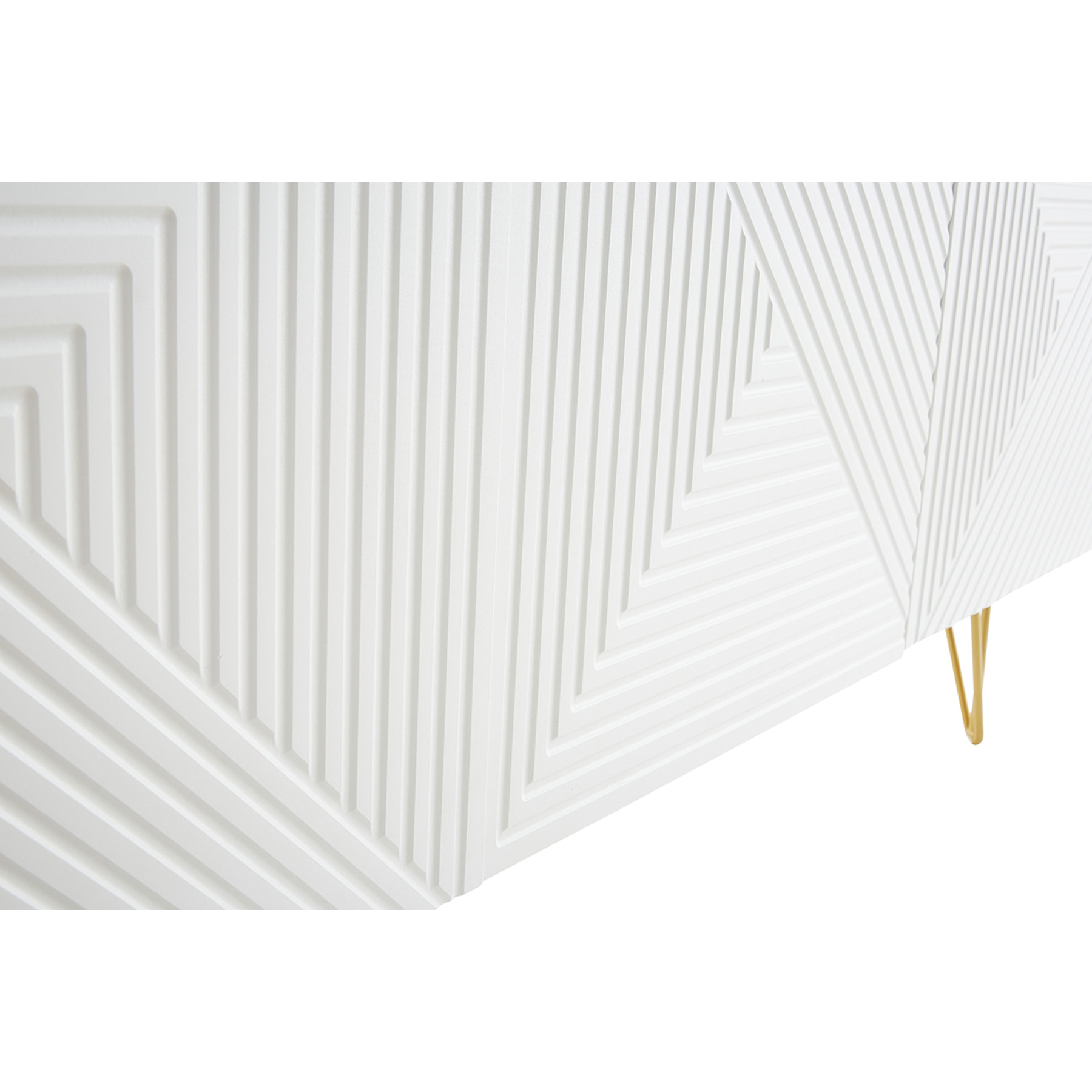 Buffet design blanc et métal doré 3 portes L160 cm OZEN
