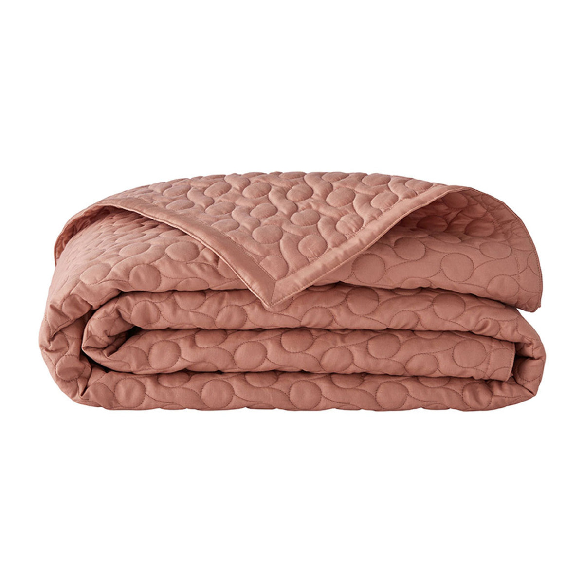 Couvre-lit matelassé uni en satin de coton bio, POESIE, Brun Terre cuite