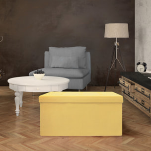 Coffre Banc Pliable Suedine Jaune