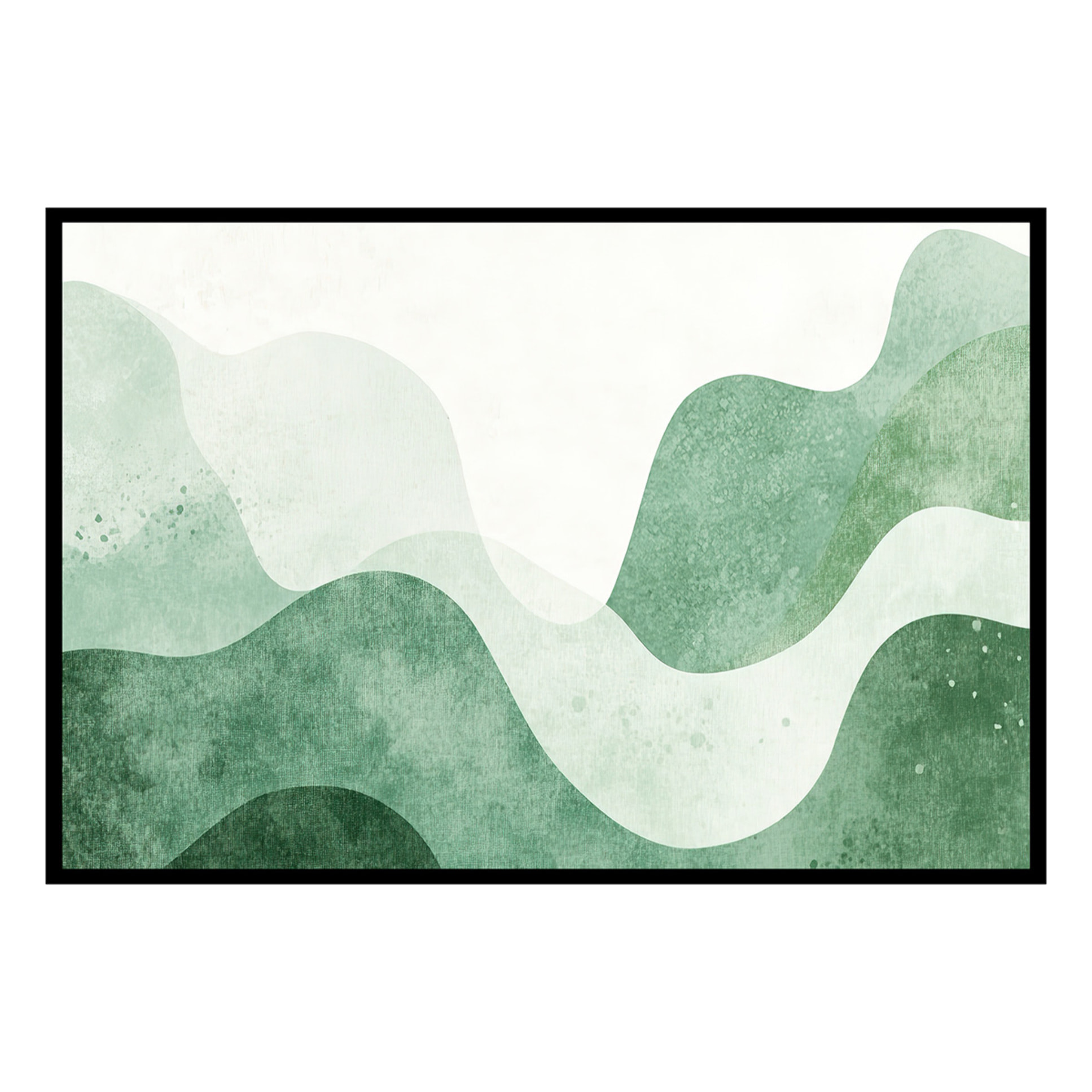 Affiche encadrée décor abstrait vert Affiche + cadre en métal - Noir