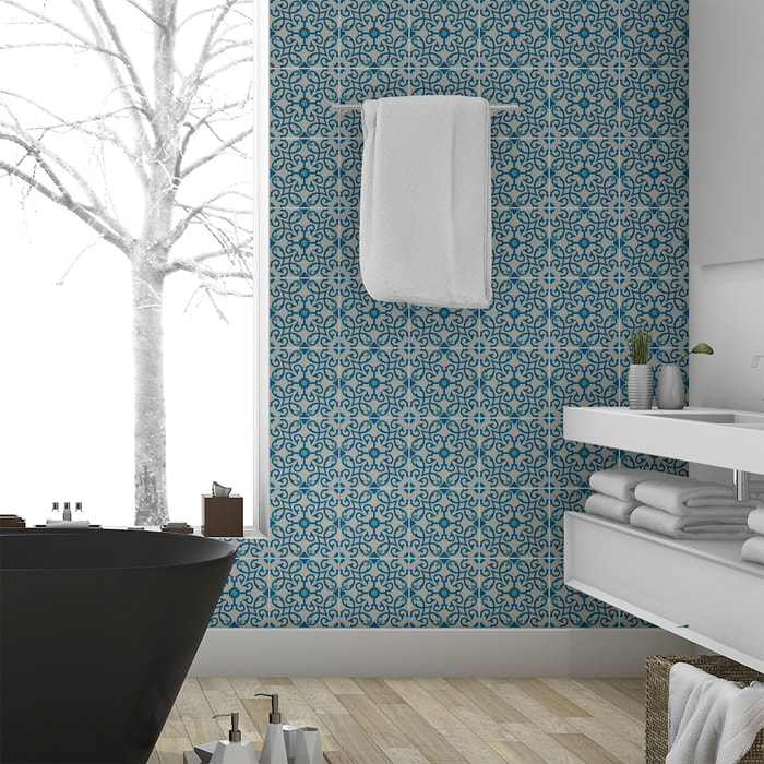 Stickers muraux - Sticker Mural Carrelage adhésif Cuisine Salle de Bain - 60 STICKERS CARRELAGES AZULEJOS ERMELINDA