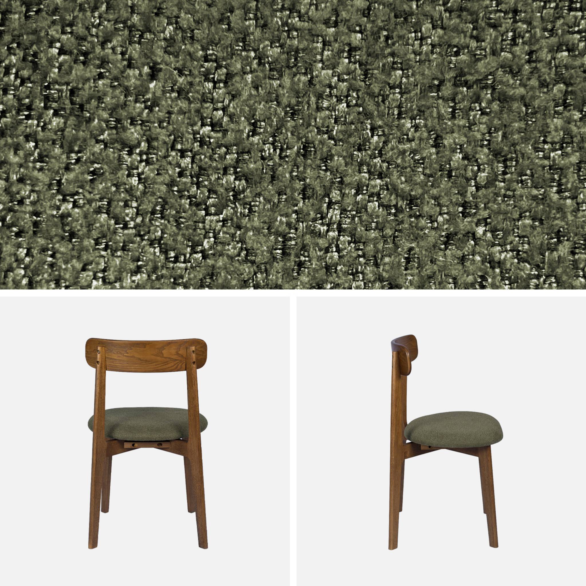Chaise vintage bois d'hévéa teinte noyer et tissu texturé (lot de 2) VICTOIRE