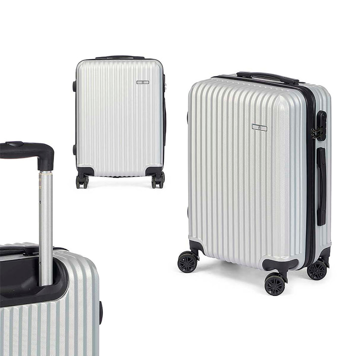 Valigia trolley da cabina in ABS, leggera e resistente. Progettazione del nastro.