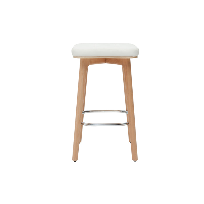 Tabourets de bar blancs et bois clair 65 cm (lot de 2) GRAMMA