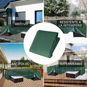 Funda para Muebles de Jardín Exterior 222x155x67 cm Funda Mesa Exterior Protectora Impermeable Anti-UV Antipolvo para Terraza Patio Verde Oscuro