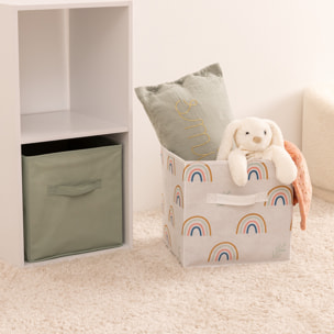 Set de 2 bacs rangements enfant - carton - vert