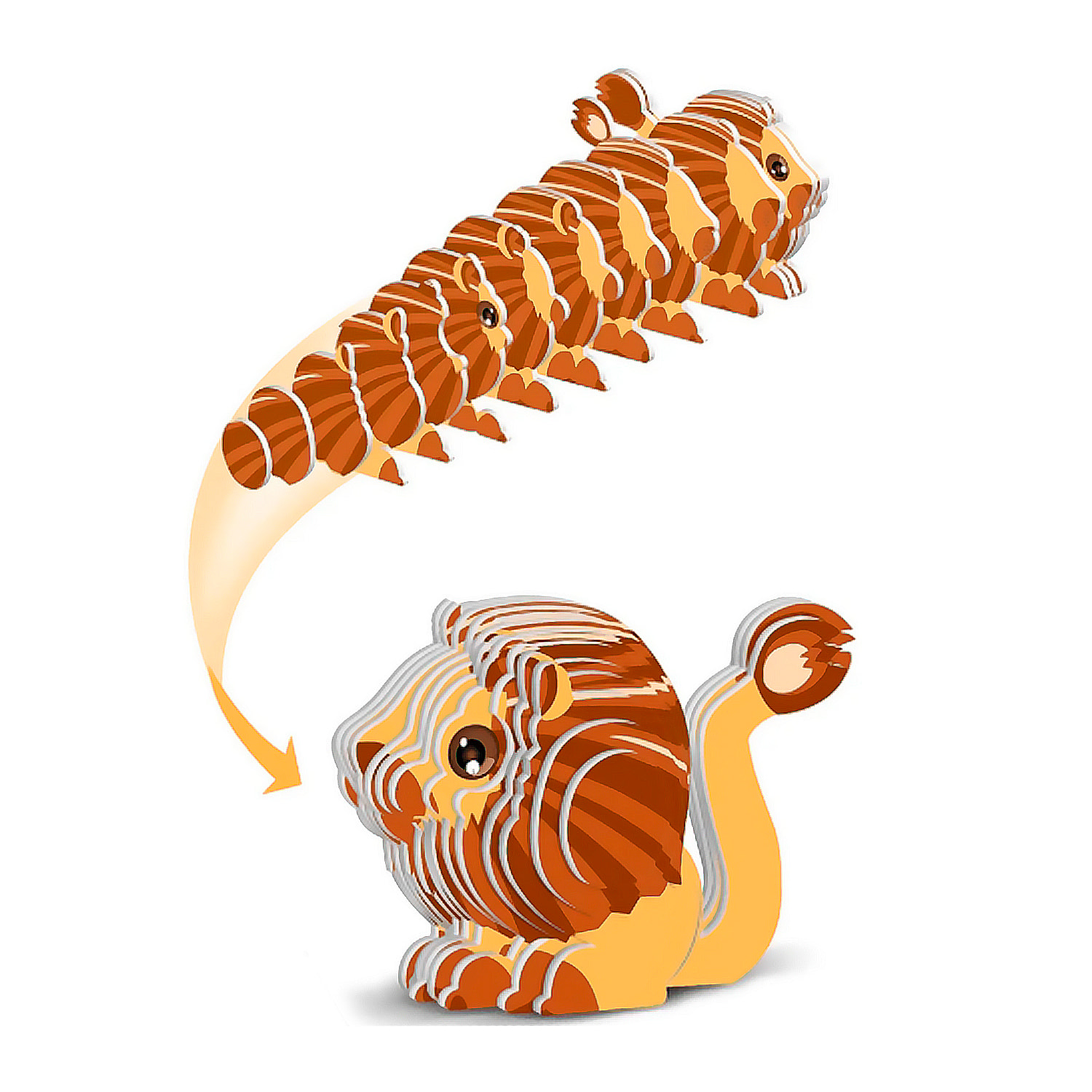 Puzle 3D de cartón con relieve. Diseño de León.
