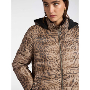 Elena Mirò - Chaqueta de plumón reversible con estampado animal - Marrón