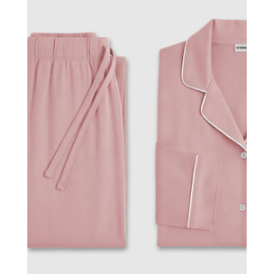 Pigiama lungo camicia in viscosa donna rosa viola